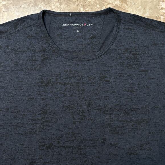 John Varvatos Shirt Mens XL Blue Short Sleeve Tee Cotton Blend Abstract - Picture 1 of 8